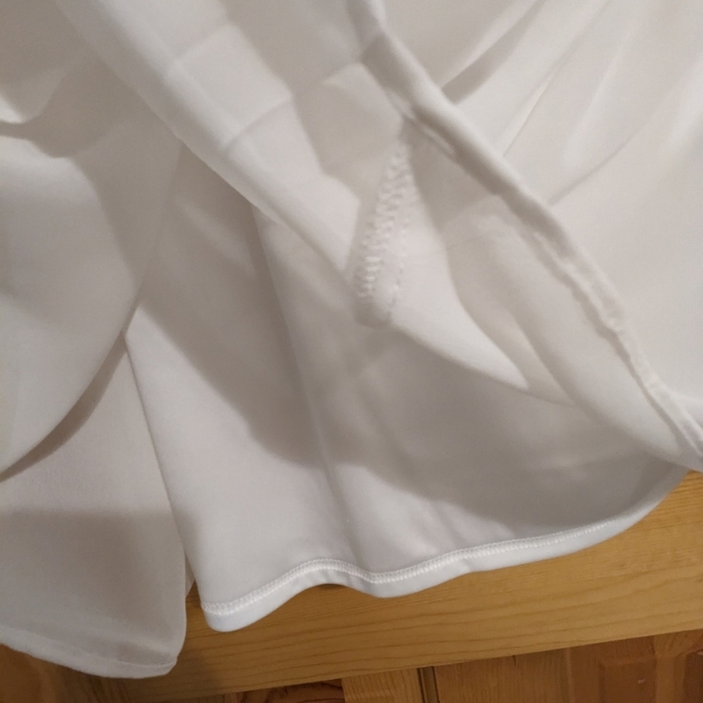 Jessica Simpson White Pleated Empire Waist Knee Length Dress - Size 8 - Picture 5 of 5